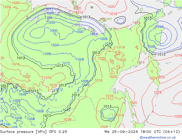 GFS 0.25: mer 25.09.2024 18 UTC