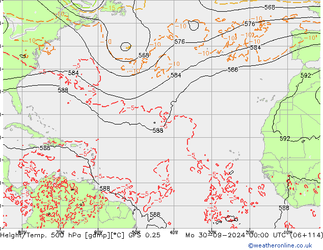 Z500/Rain (+SLP)/Z850 GFS 0.25 Mo 30.09.2024 00 UTC