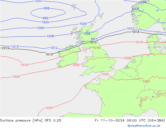 GFS 0.25: ven 11.10.2024 06 UTC