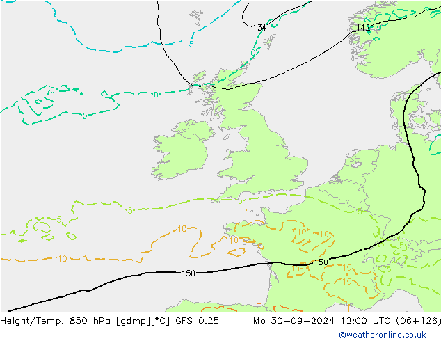 Z500/Yağmur (+YB)/Z850 GFS 0.25 Pzt 30.09.2024 12 UTC