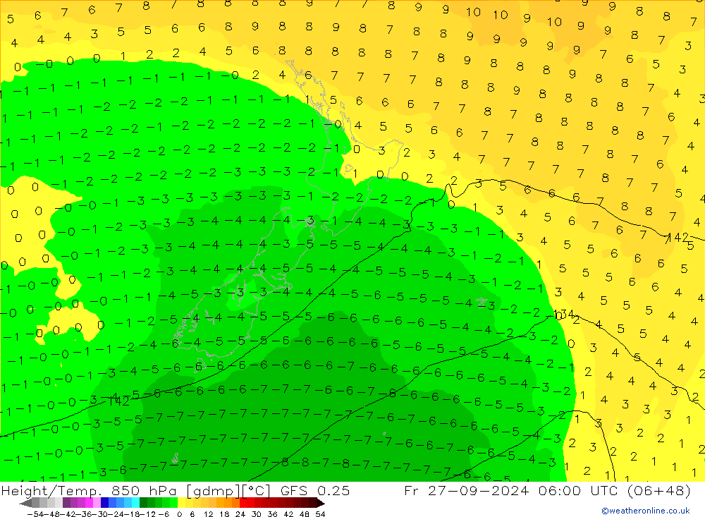 Z500/Rain (+SLP)/Z850 GFS 0.25 пт 27.09.2024 06 UTC