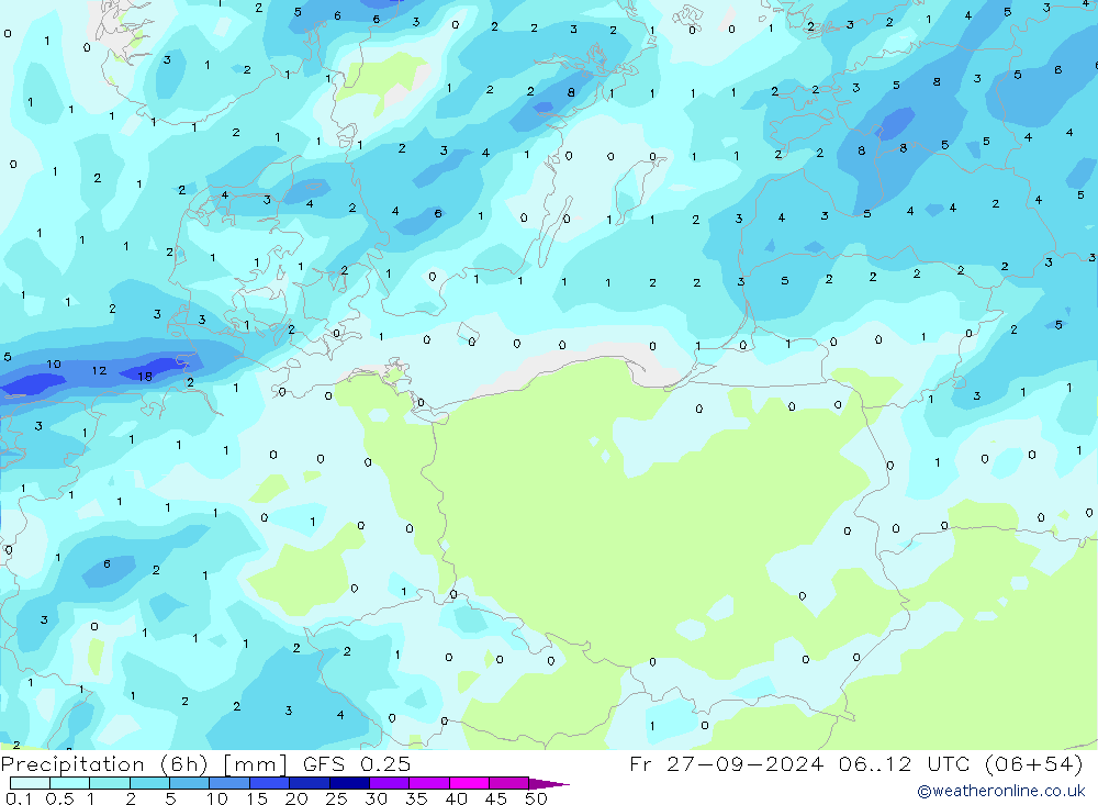 Z500/Rain (+SLP)/Z850 GFS 0.25 vie 27.09.2024 12 UTC