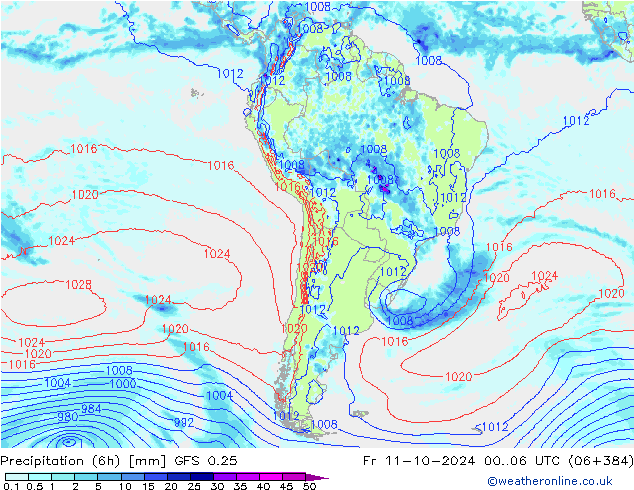 Z500/Rain (+SLP)/Z850 GFS 0.25 пт 11.10.2024 06 UTC