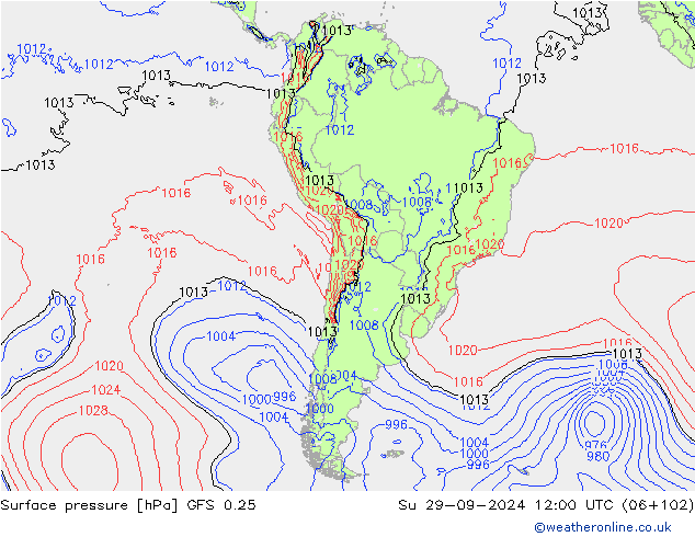 Yer basıncı GFS 0.25 Paz 29.09.2024 12 UTC