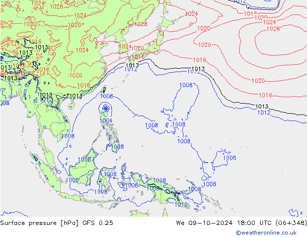 GFS 0.25: Çar 09.10.2024 18 UTC