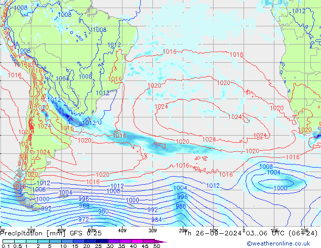 Precipitation GFS 0.25 Th 26.09.2024 06 UTC