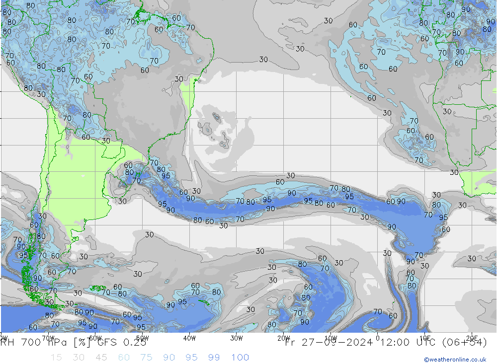 RH 700 hPa GFS 0.25  27.09.2024 12 UTC