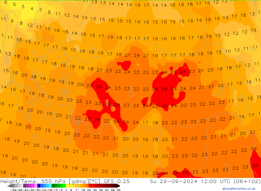 Z500/Rain (+SLP)/Z850 GFS 0.25  29.09.2024 12 UTC