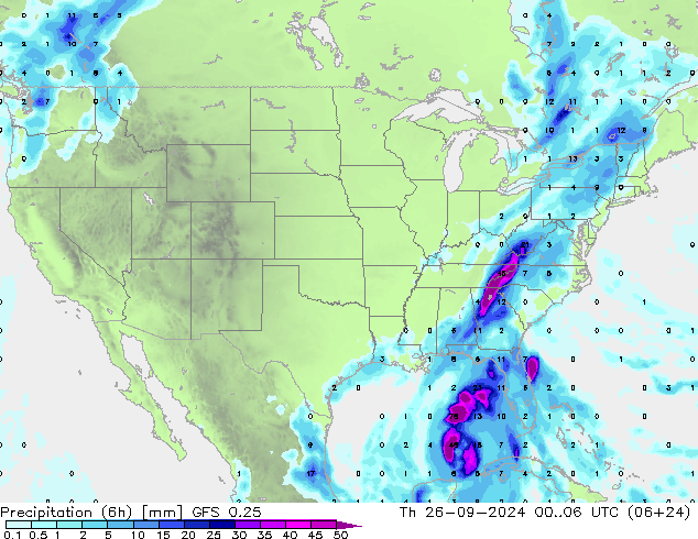 Z500/Rain (+SLP)/Z850 GFS 0.25 jue 26.09.2024 06 UTC