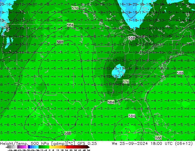 Z500/Rain (+SLP)/Z850 GFS 0.25 mer 25.09.2024 18 UTC