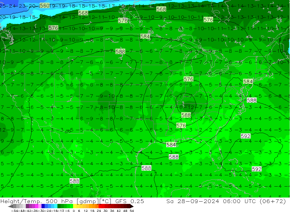 Z500/Rain (+SLP)/Z850 GFS 0.25 sab 28.09.2024 06 UTC