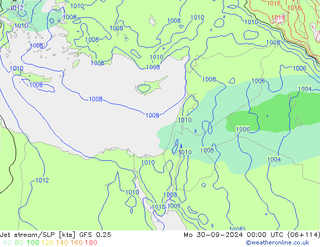 Jet stream/SLP GFS 0.25 Mo 30.09.2024 00 UTC