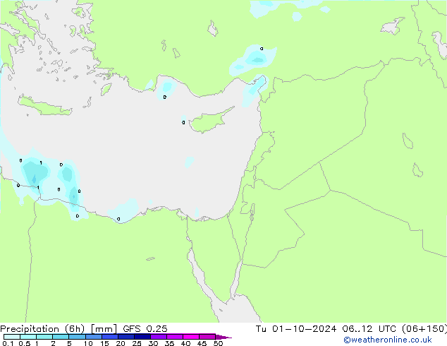 Z500/Rain (+SLP)/Z850 GFS 0.25 Ter 01.10.2024 12 UTC