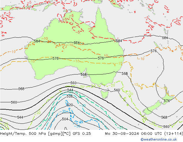 Z500/Rain (+SLP)/Z850 GFS 0.25 pon. 30.09.2024 06 UTC