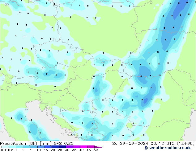 Z500/Rain (+SLP)/Z850 GFS 0.25 Вс 29.09.2024 12 UTC