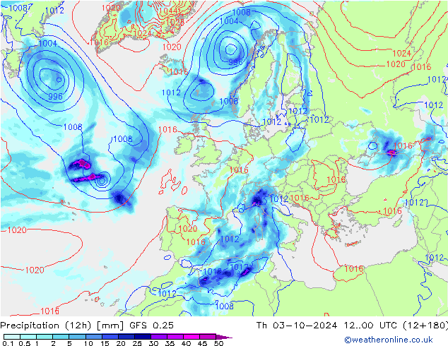  (12h) GFS 0.25  03.10.2024 00 UTC