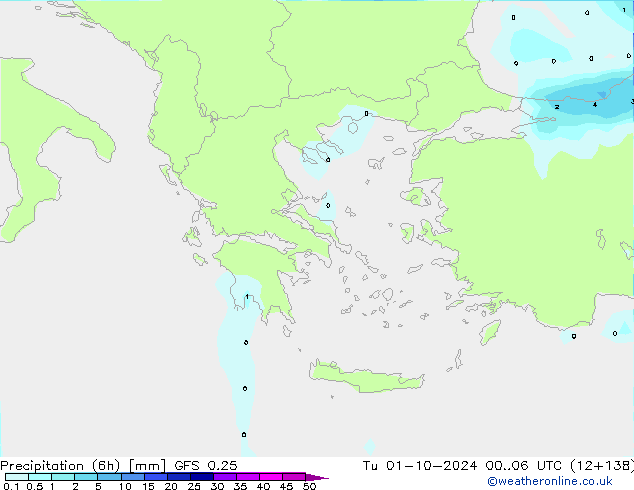 Z500/Rain (+SLP)/Z850 GFS 0.25  01.10.2024 06 UTC