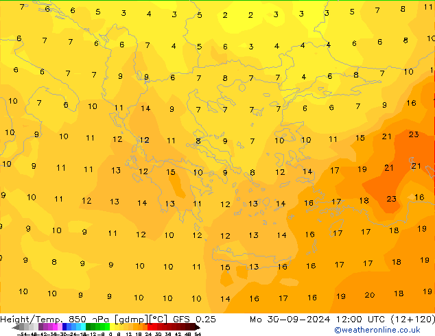 Z500/Rain (+SLP)/Z850 GFS 0.25 Po 30.09.2024 12 UTC