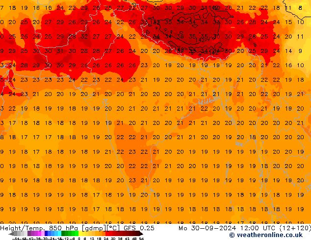 Z500/Rain (+SLP)/Z850 GFS 0.25 lun 30.09.2024 12 UTC