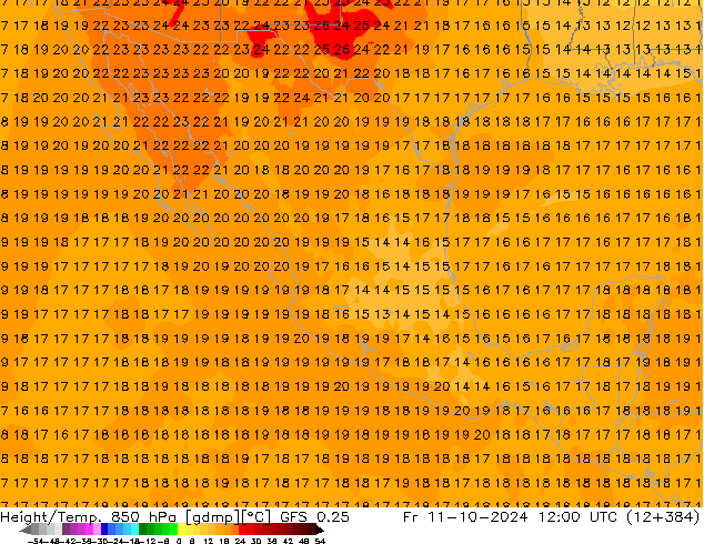 Z500/Rain (+SLP)/Z850 GFS 0.25 Fr 11.10.2024 12 UTC