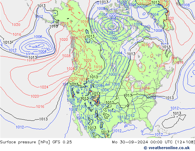 GFS 0.25: Pzt 30.09.2024 00 UTC