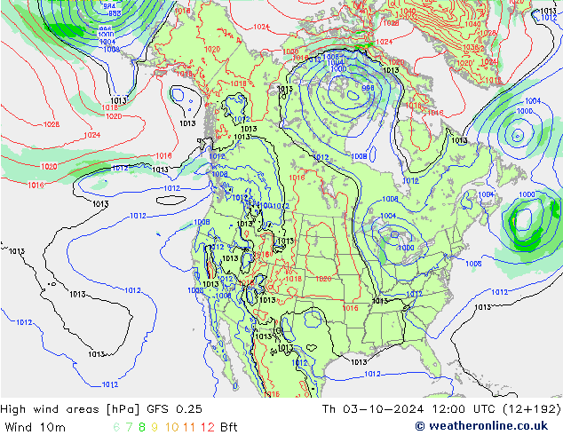 yüksek rüzgarlı alanlar GFS 0.25 Per 03.10.2024 12 UTC