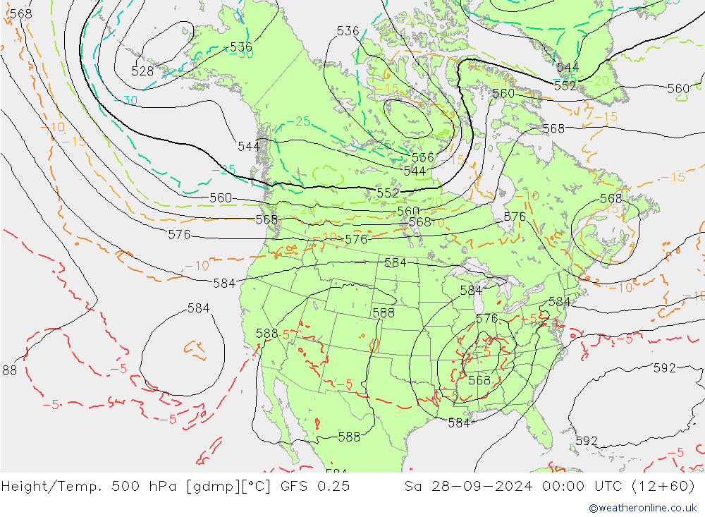 Height/Temp. 500 hPa GFS 0.25 Sa 28.09.2024 00 UTC