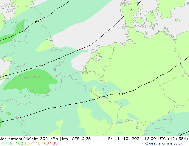 Jet stream GFS 0.25 Sex 11.10.2024 12 UTC