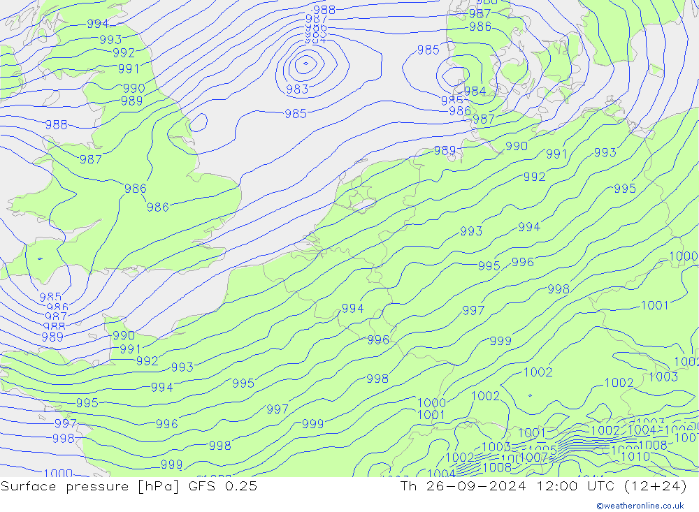 Yer basıncı GFS 0.25 Per 26.09.2024 12 UTC