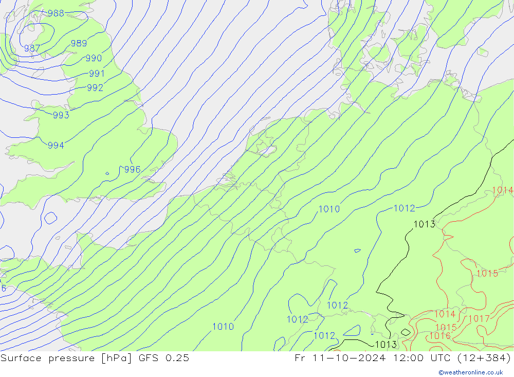 Yer basıncı GFS 0.25 Cu 11.10.2024 12 UTC