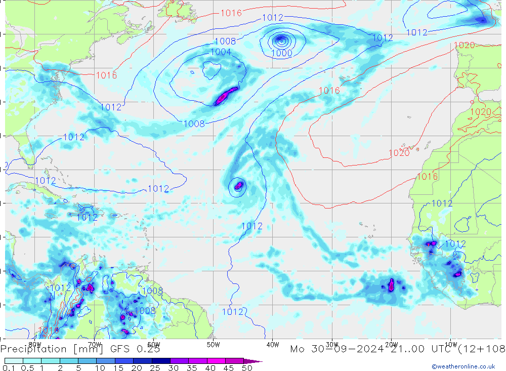 Neerslag GFS 0.25 ma 30.09.2024 00 UTC