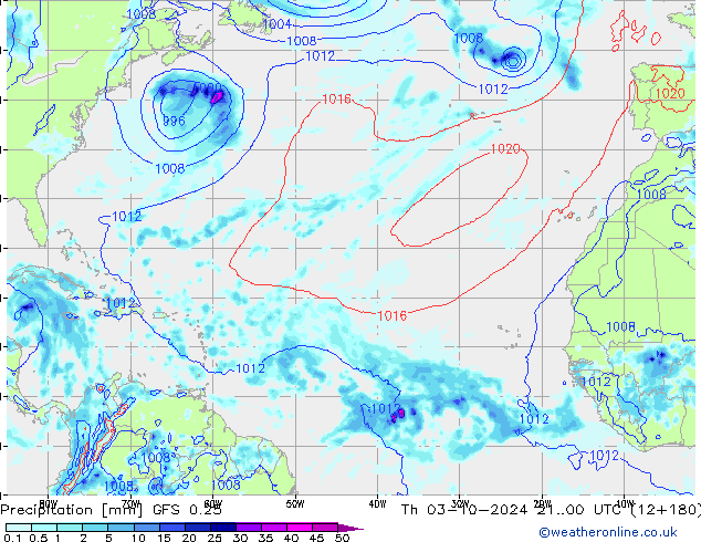 Précipitation GFS 0.25 jeu 03.10.2024 00 UTC