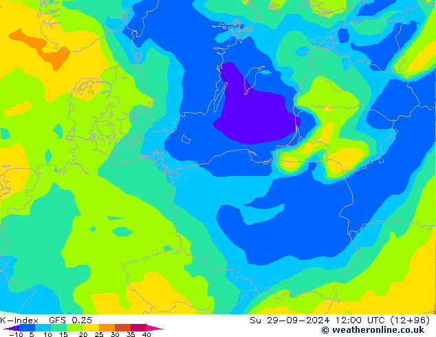 K-Index GFS 0.25 Ne 29.09.2024 12 UTC