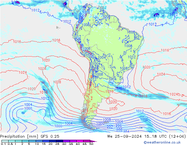 Precipitación GFS 0.25 mié 25.09.2024 18 UTC