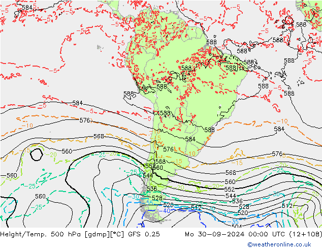 Z500/Rain (+SLP)/Z850 GFS 0.25 Mo 30.09.2024 00 UTC