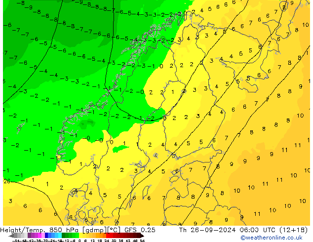 Z500/Yağmur (+YB)/Z850 GFS 0.25 Per 26.09.2024 06 UTC