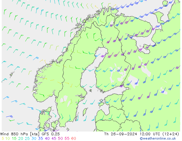  850 hPa GFS 0.25  26.09.2024 12 UTC