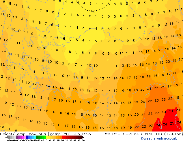 Z500/Rain (+SLP)/Z850 GFS 0.25 We 02.10.2024 00 UTC