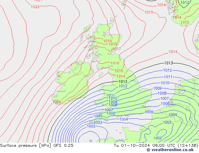 GFS 0.25: Di 01.10.2024 06 UTC