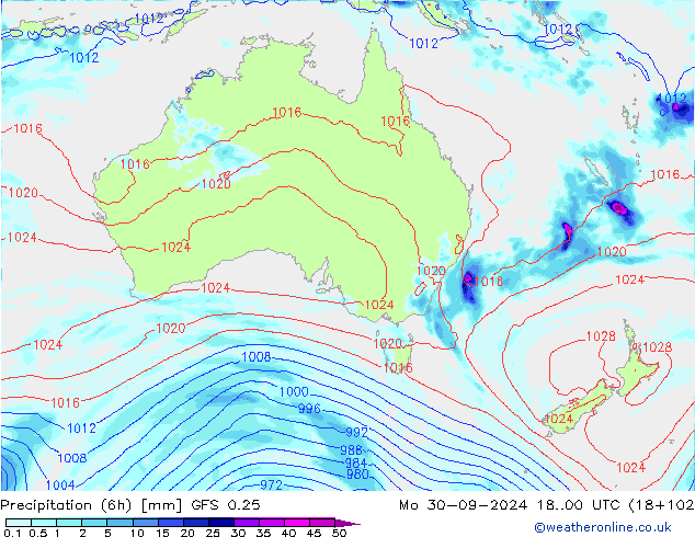 Z500/Rain (+SLP)/Z850 GFS 0.25 пн 30.09.2024 00 UTC