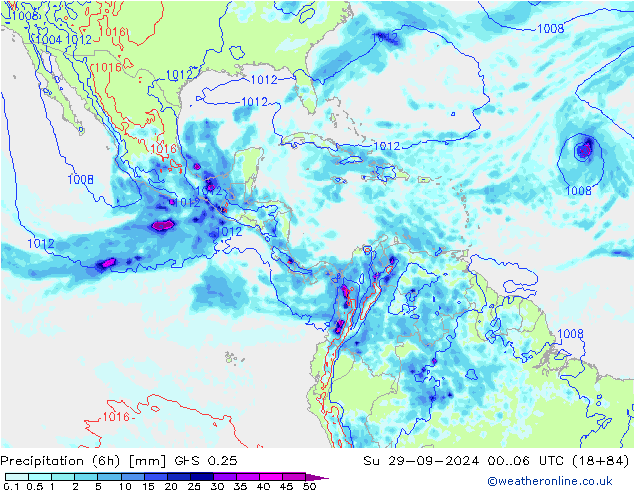 Z500/Rain (+SLP)/Z850 GFS 0.25 Dom 29.09.2024 06 UTC