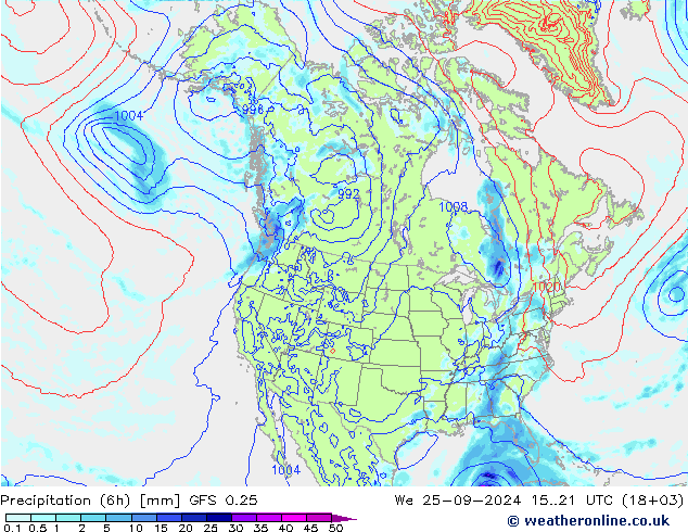 Z500/Rain (+SLP)/Z850 GFS 0.25  25.09.2024 21 UTC