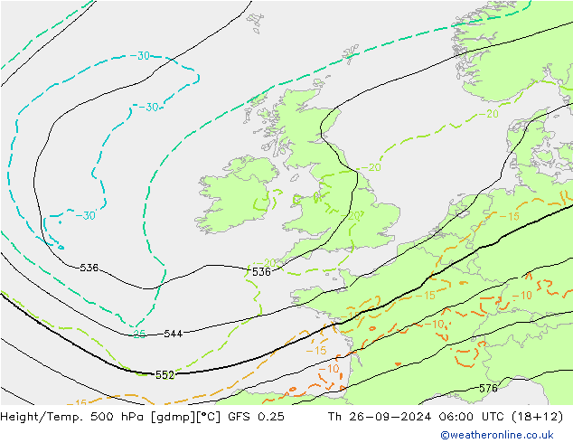 Z500/Rain (+SLP)/Z850 GFS 0.25 Th 26.09.2024 06 UTC