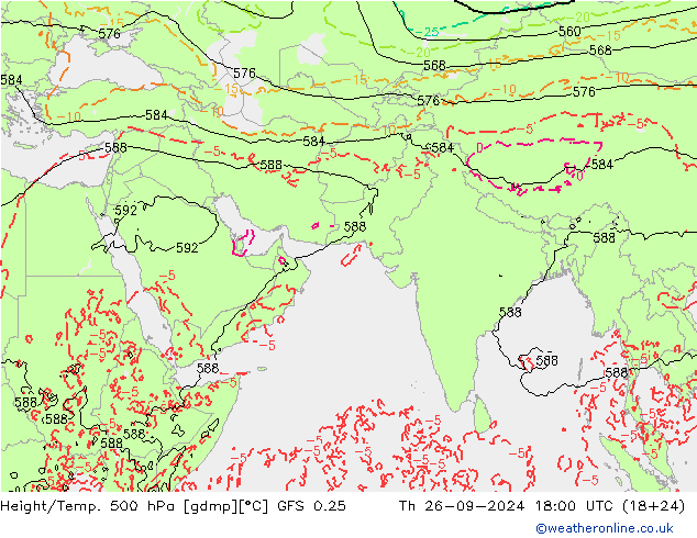 Z500/Rain (+SLP)/Z850 GFS 0.25 Th 26.09.2024 18 UTC