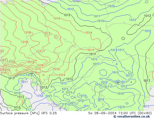 Surface pressure GFS 0.25 Sa 28.09.2024 12 UTC