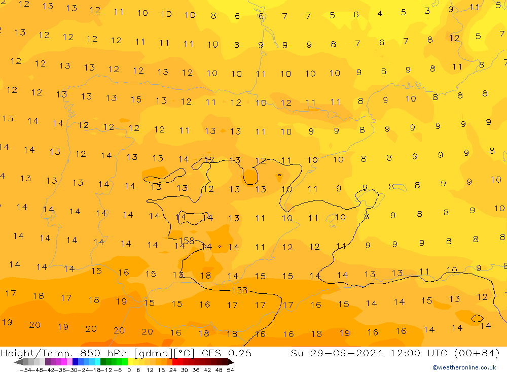 Z500/Rain (+SLP)/Z850 GFS 0.25 Ne 29.09.2024 12 UTC