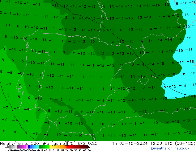 Z500/Rain (+SLP)/Z850 GFS 0.25 чт 03.10.2024 12 UTC