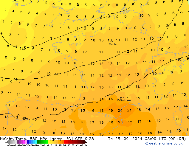 Z500/Rain (+SLP)/Z850 GFS 0.25 Do 26.09.2024 03 UTC