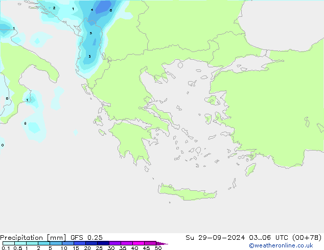 Yağış GFS 0.25 Paz 29.09.2024 06 UTC