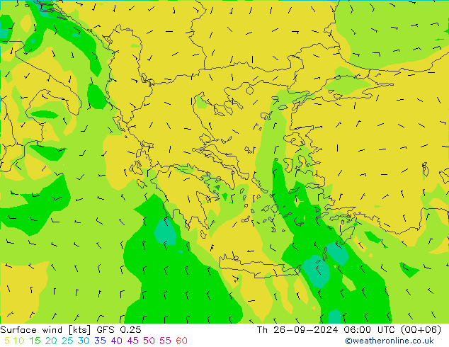 ветер 10 m GFS 0.25 чт 26.09.2024 06 UTC